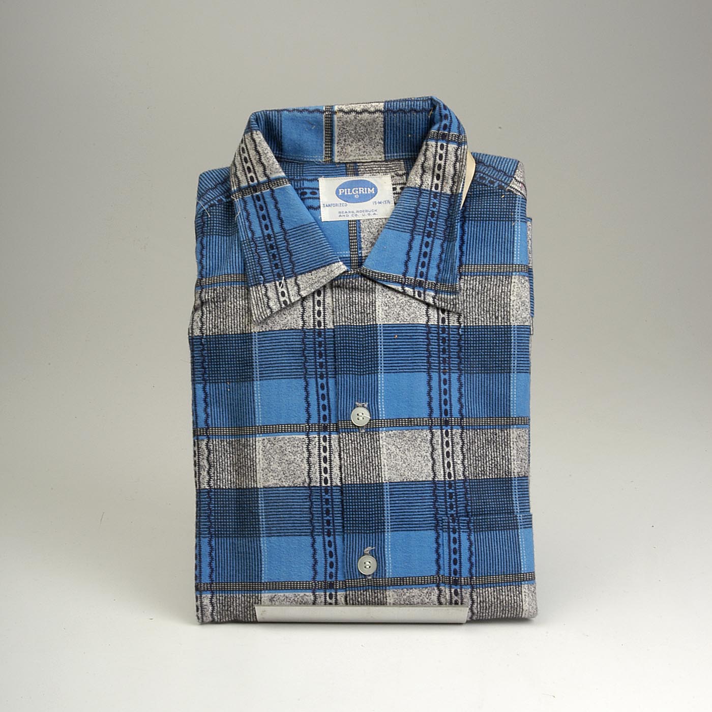 Deadstock 1950s Men's Pilgrim Blue Flannel Shirt