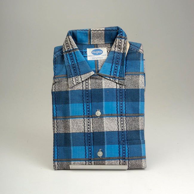 Deadstock 1950s Men's Pilgrim Blue Flannel Shirt