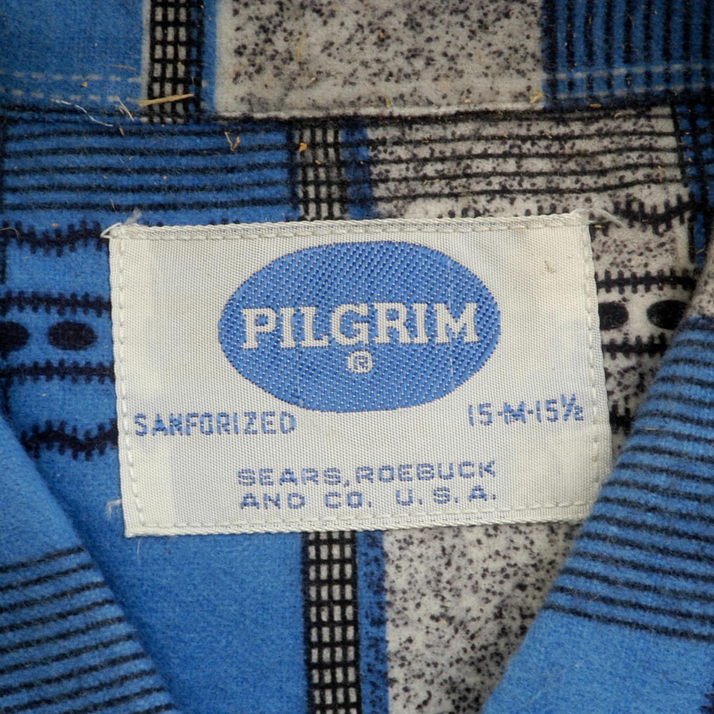 Deadstock 1950s Men's Pilgrim Blue Flannel Shirt