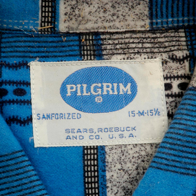 Deadstock 1950s Men's Pilgrim Blue Flannel Shirt