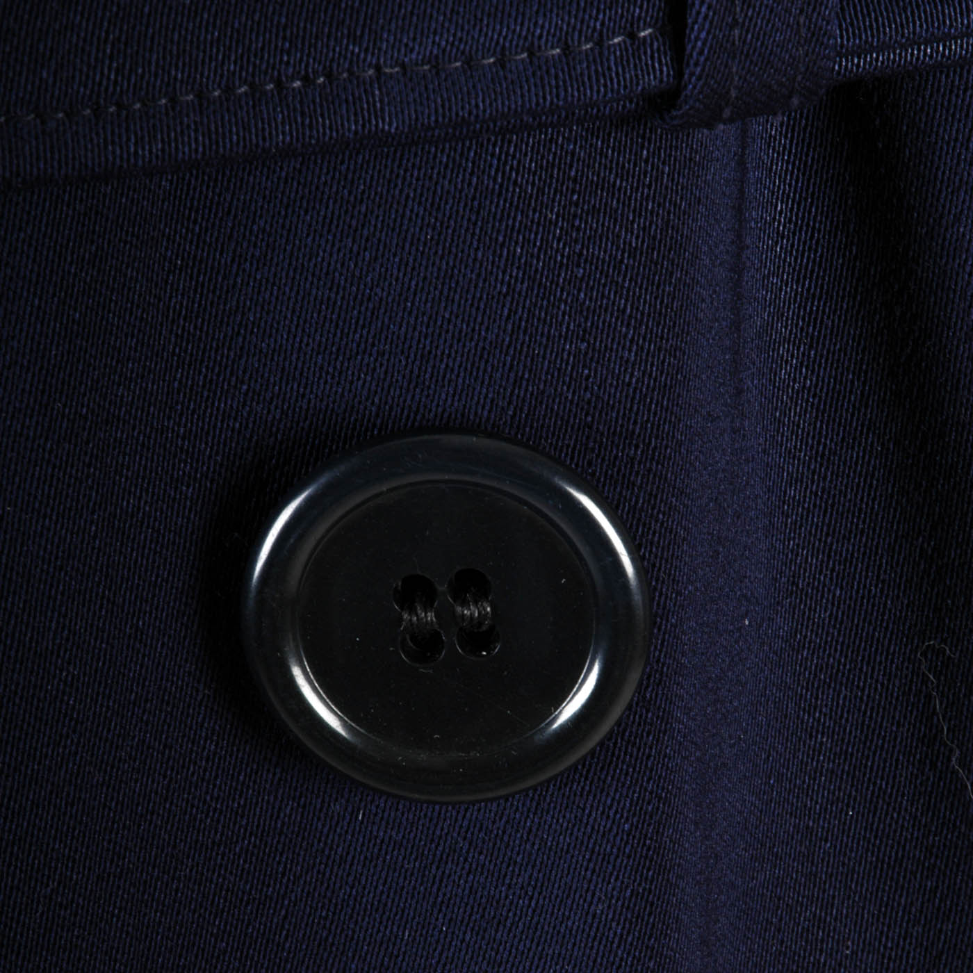 1950s Men's Heavy Duty Navy Blue Gabardine Winter Coat with Mouton Fur Collar