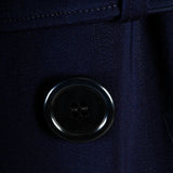 1950s Men's Heavy Duty Navy Blue Gabardine Winter Coat with Mouton Fur Collar