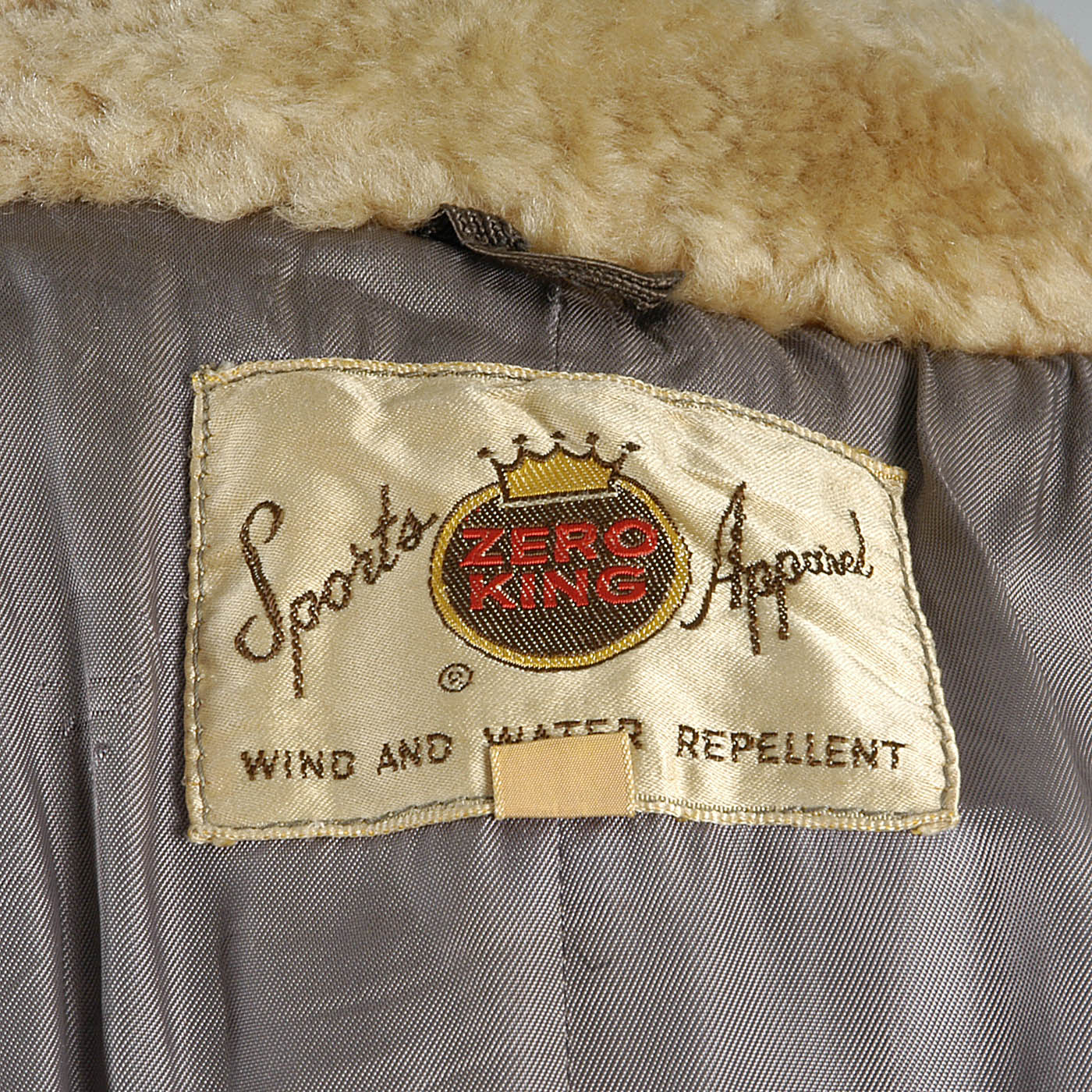 1950s Men's Heavy Duty Navy Blue Gabardine Winter Coat with Mouton Fur Collar