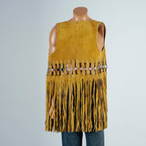 1970s Men's Bohemian Split Hide Leather Vest with Fringe