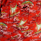 1950s Men's Rayon Hawaiian Surf Shirt with loop Collar