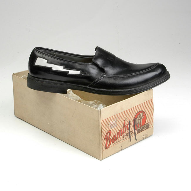 sz 11 Deadstock 1950s Men's Rockabilly Loafers with White Lightning Bolts