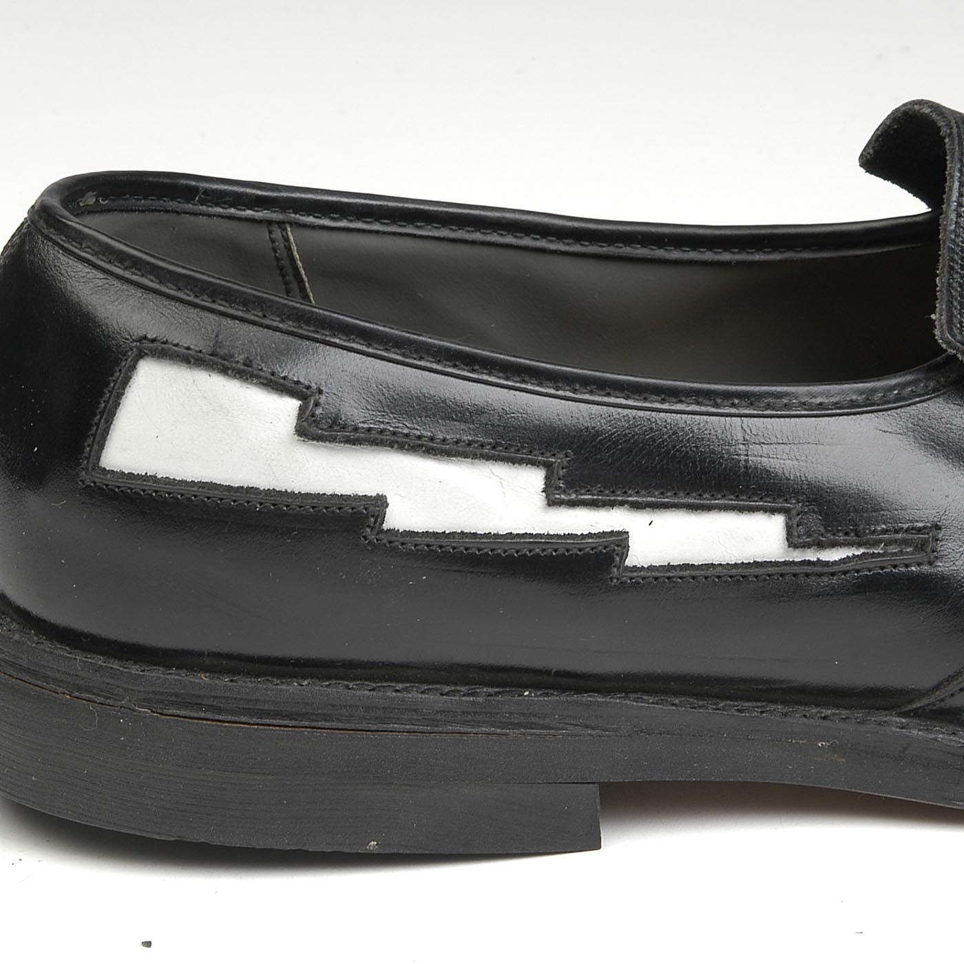 sz 11 Deadstock 1950s Men's Rockabilly Loafers with White Lightning Bolts