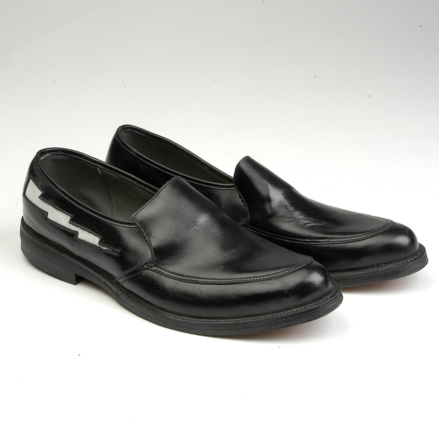 sz 11 Deadstock 1950s Men's Rockabilly Loafers with White Lightning Bolts