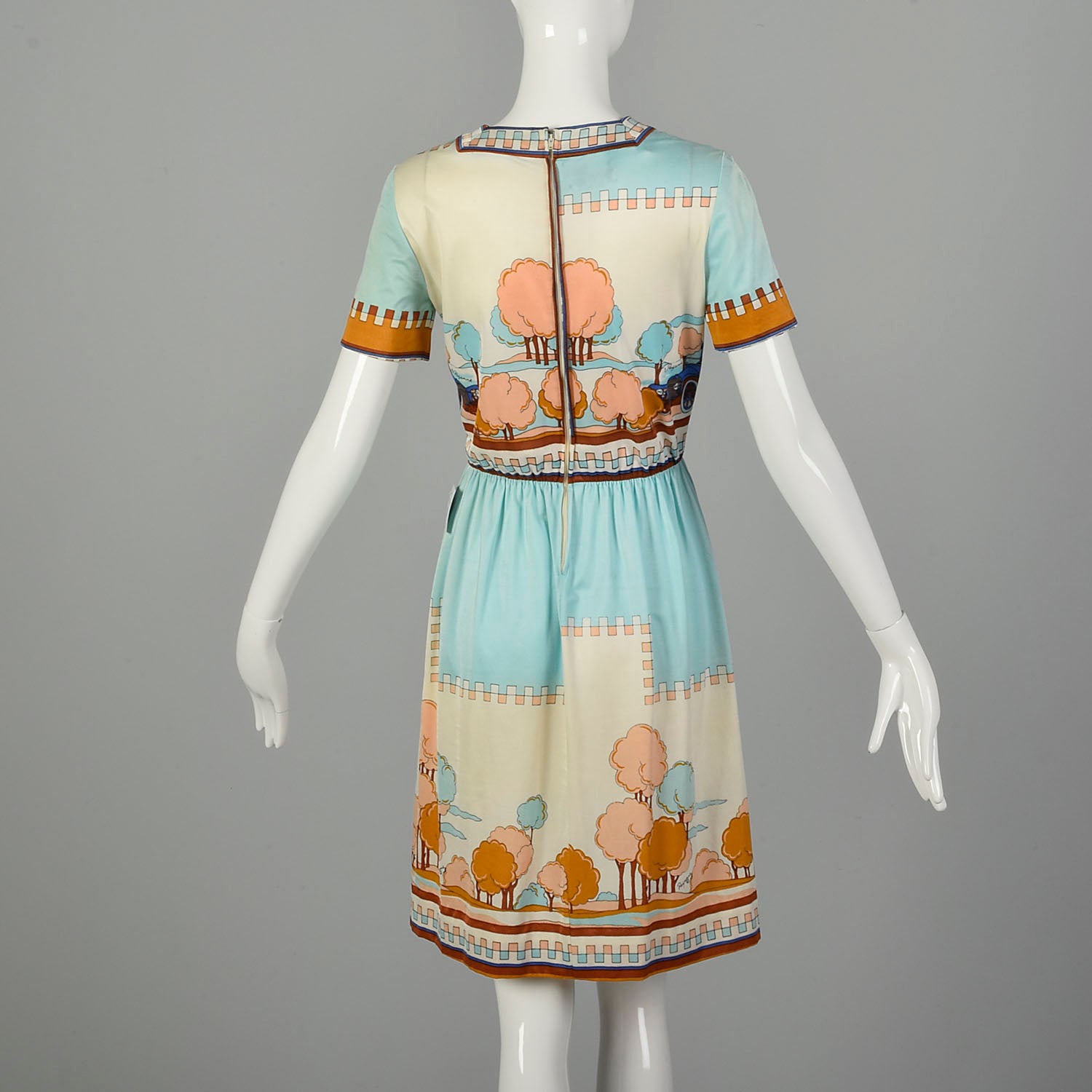 XS-Small 1970s Paganne Novelty Print Mini Dress