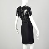 Small 1990s Little Black Dress Sequin Bill Blass Evening Cocktail LBD