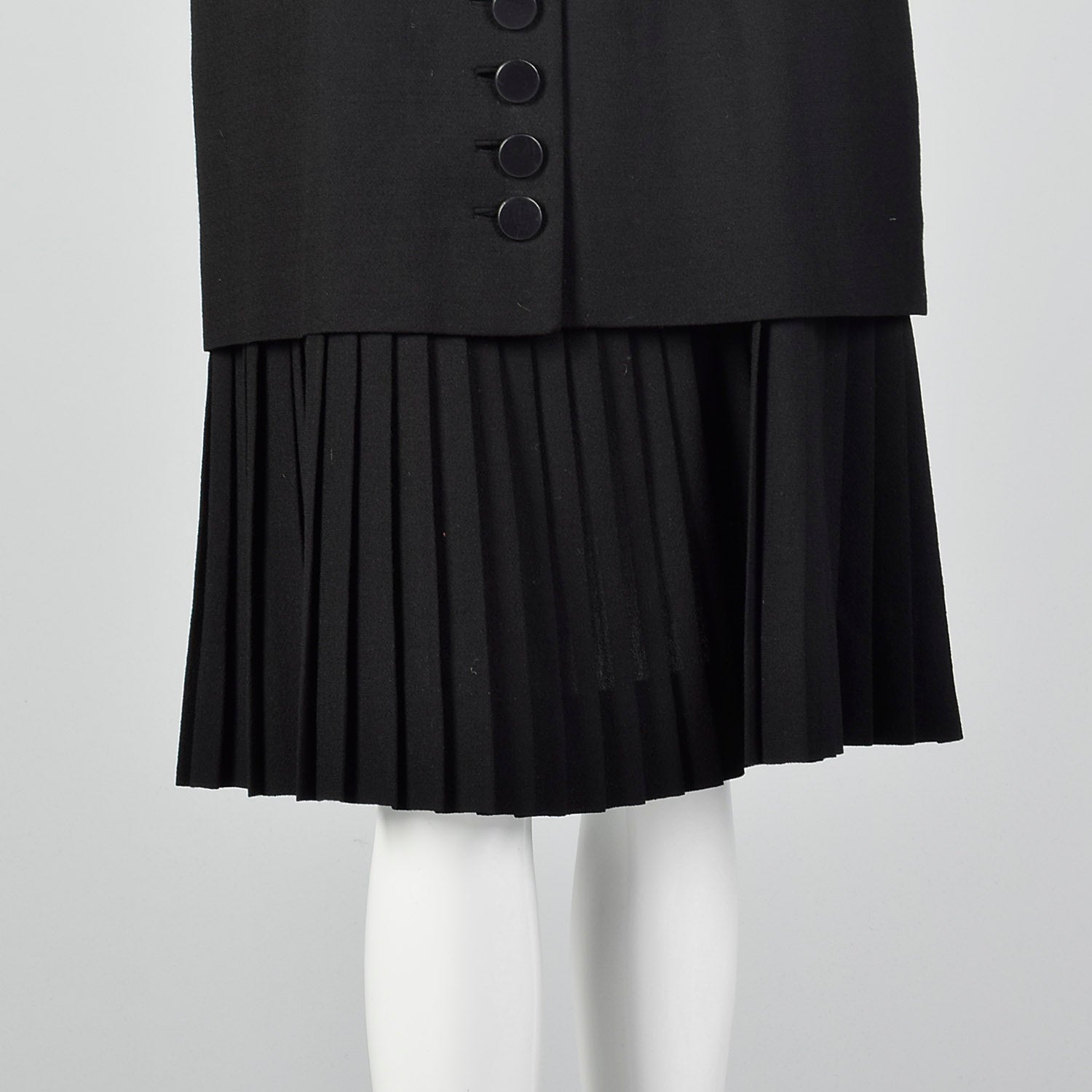 Small 1950s Black Dress with Pleated Underlay