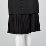 Small 1950s Black Dress with Pleated Underlay
