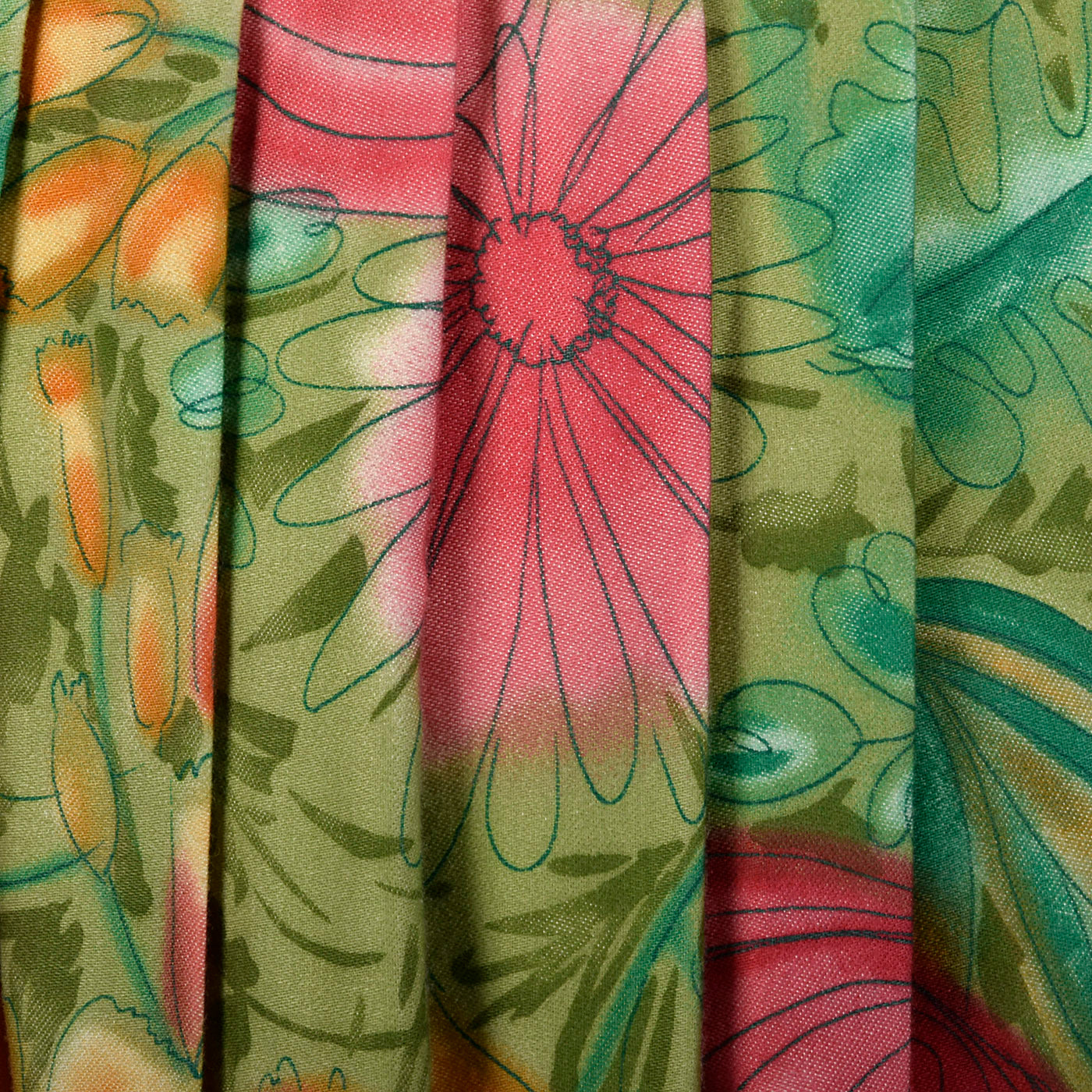 1950s Green Floral Day Dress