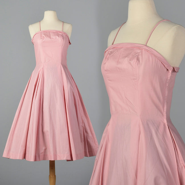 1950s Pink Party Dress with Full Skirt