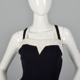 1960s Black Knit Swimsuit with White Trim