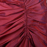 Medium 1990s Tadashi Burgundy Gown with Mermaid Hemline Ruched Bodice and Train