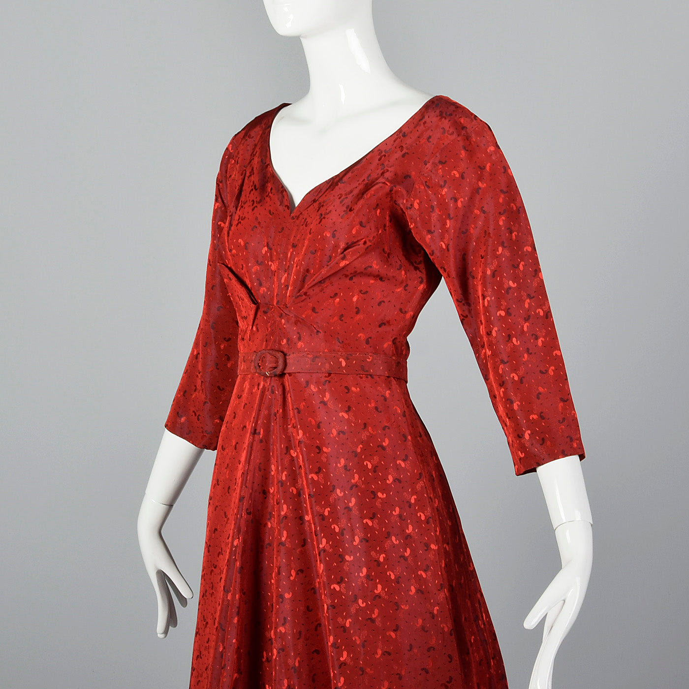 1950s Shiny Red Party Dress