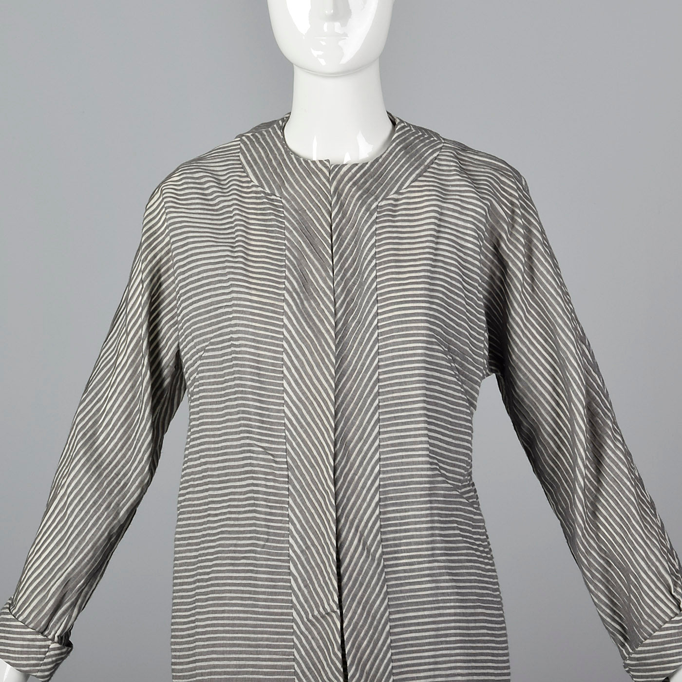 1960s Gray Textured Stripe Dress with Matching Jacket