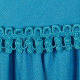 Small 1960s Dress Modest Casual Ruffle Sleeve Blue Maxi