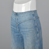 1970s Bell Bottom Cotton Denim Zip Front jeans