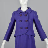 1960s Purple Skirt Suit with Decorative Buttons