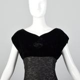 1950s Black Cocktail Dress with Metallic Stripes