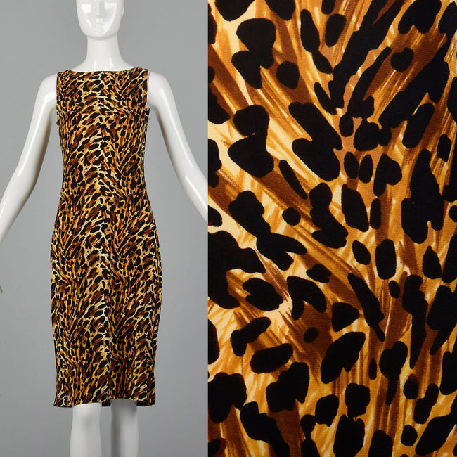 2000s Norma Kamali Leopard Print Sheath Dress