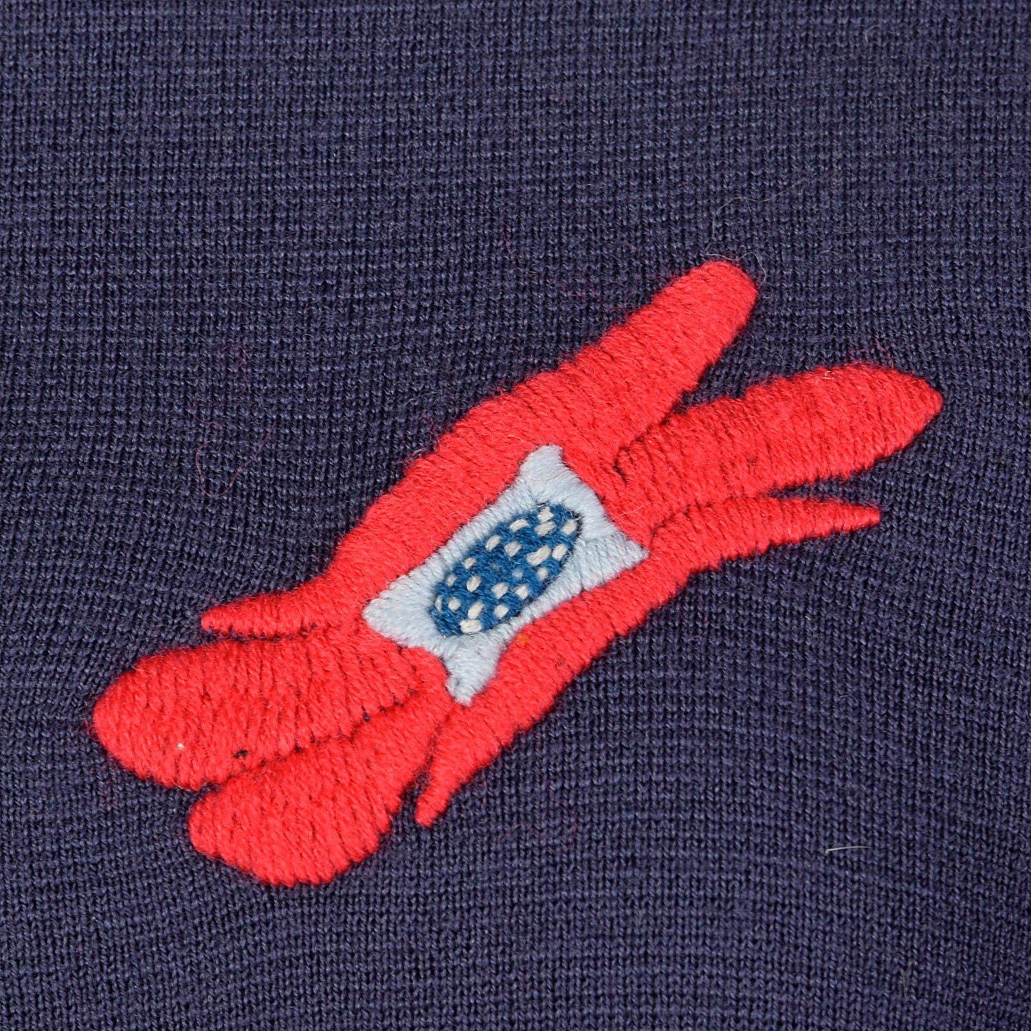 Small 1960s Navy Wool Novelty Sweater with Flower Embroidery