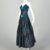 Medium Kevan Hall Couture Silk Taffeta Teal Evening Gown
