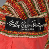 1970s Mollie Parnis Boutique Metallic Stripe Knit Maxi Dress