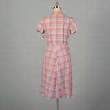 XL 1950s Pink Plaid Summer Day Shirtwaist Dress