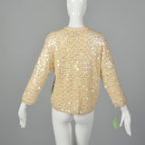 1960s Deadstock Wool Cardigan with Dangling Paillettes