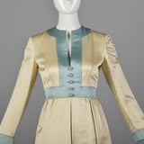 1960s Teal Traina Satin Dress