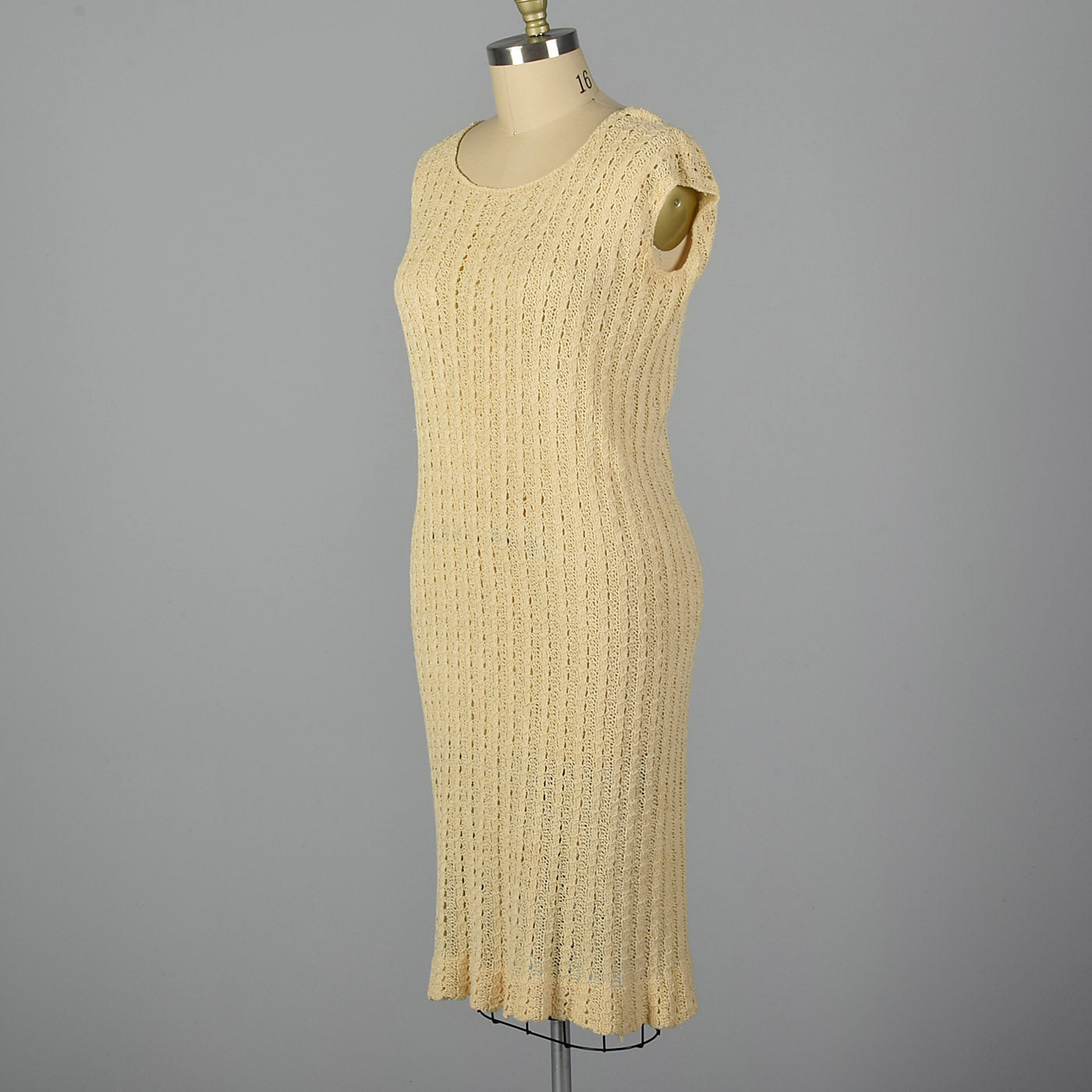 1920s Cream Cable Knit Dress