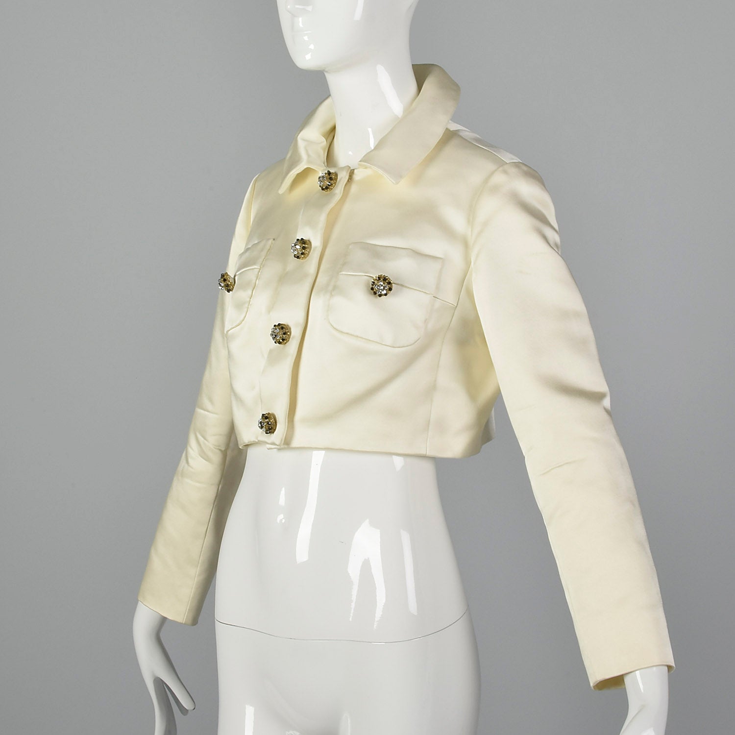 Small Ivory 1970s Cropped Jacket