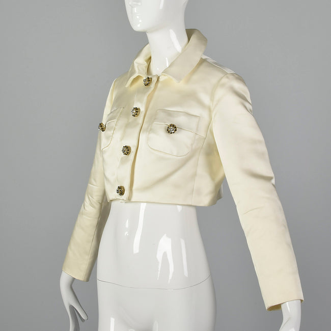 Small Ivory 1970s Cropped Jacket