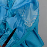 Small 1960s Dress Modest Casual Ruffle Sleeve Blue Maxi