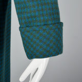 1960s Three Piece Skirt Suit with Matching Winter Coat in Green & Blue Wool
