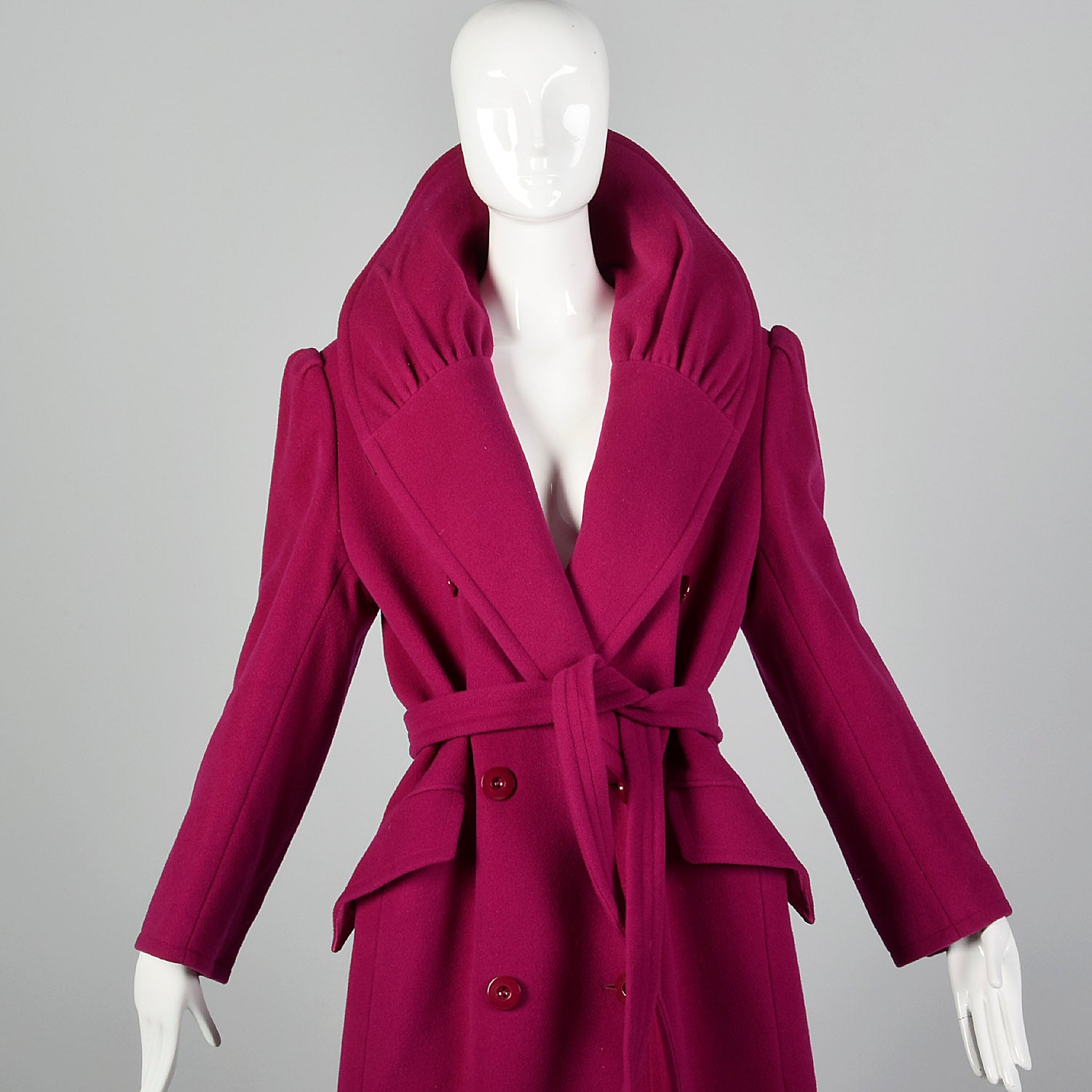 Medium 1980s Dramatic Pink Trench Coat