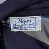 1940s Sheer Navy Blue Dress with Pleated Front