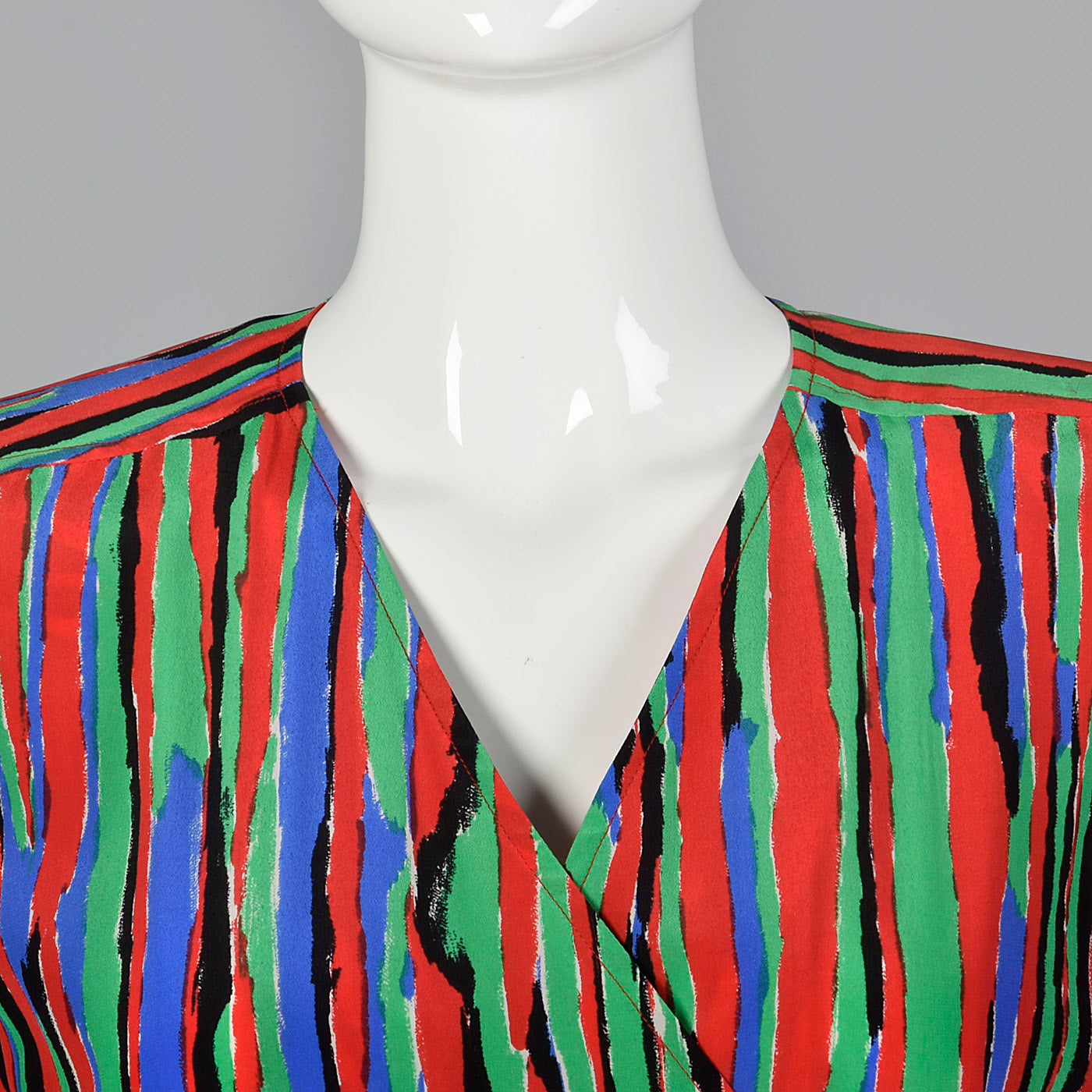 1980s Yves Saint Laurent Colorful Stripe Print Dress