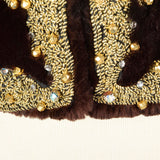 Oscar de la Renta Sheared Mink Beaded Jacket