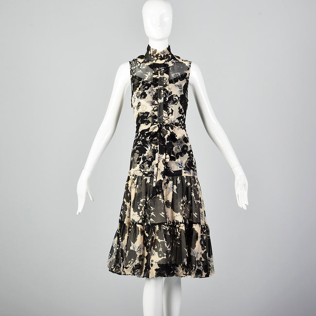 2000s Tracy Reese Silk Floral Print Dress with Slip