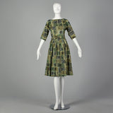 Medium 1950s Green Wild West Novelty Print Day Dress