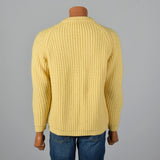 1960s Mens Yellow Chunky Knit Wool Sweater