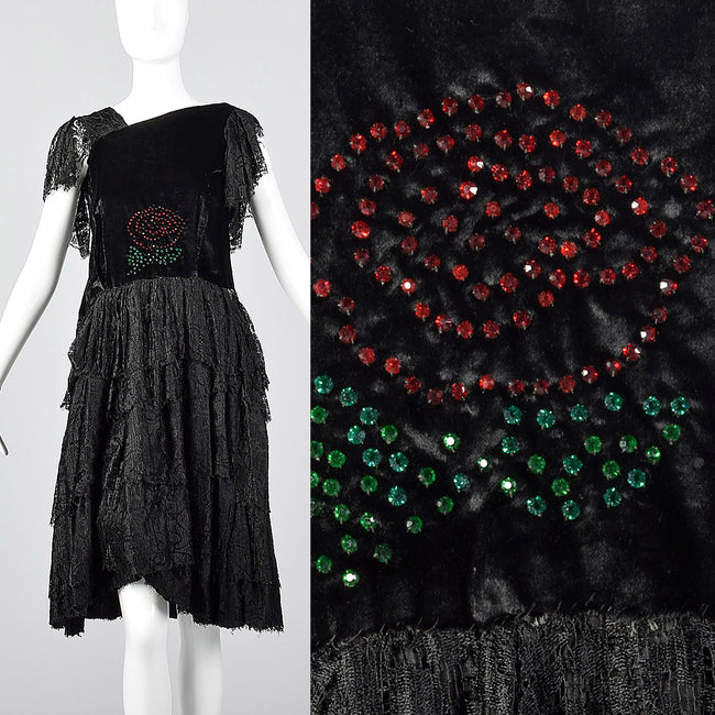 1920s Style Black Lace Dress