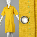 1960s Yellow Dress with Green Topstitch