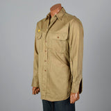 1940s WW2 Khaki Uniform Shirt with Honorable Discharge Patch