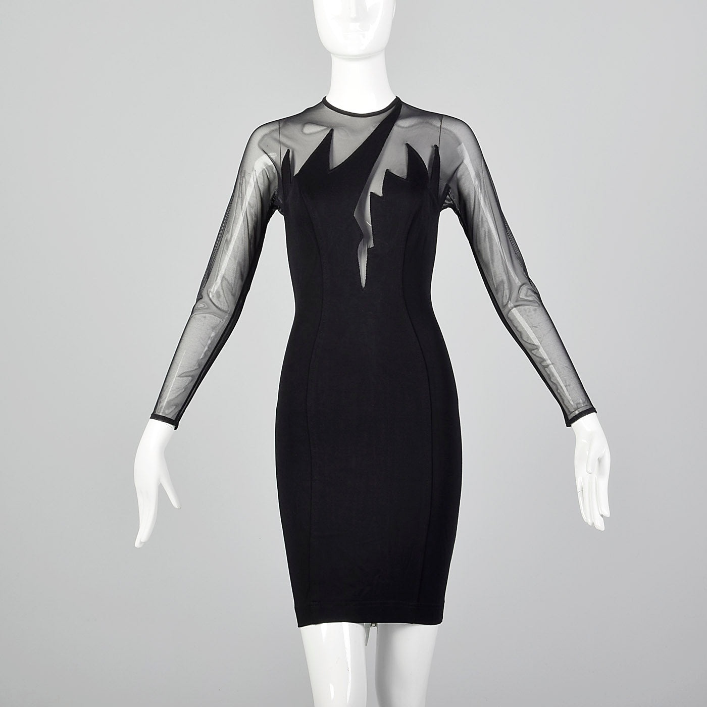 1980s Lillie Rubin Black Body Con Dress