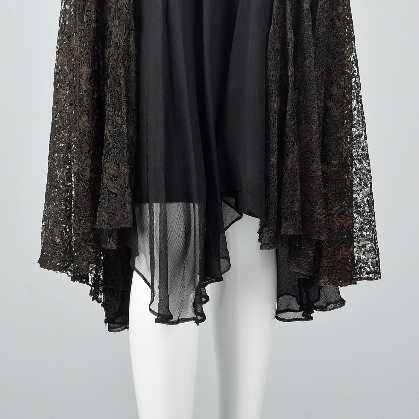 1920s Black Silk Dress with Lace Jacket